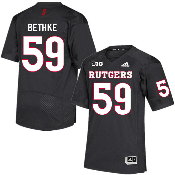 Men #59 Drew Bethke Rutgers Scarlet Knights College Football Jerseys Sale-Black